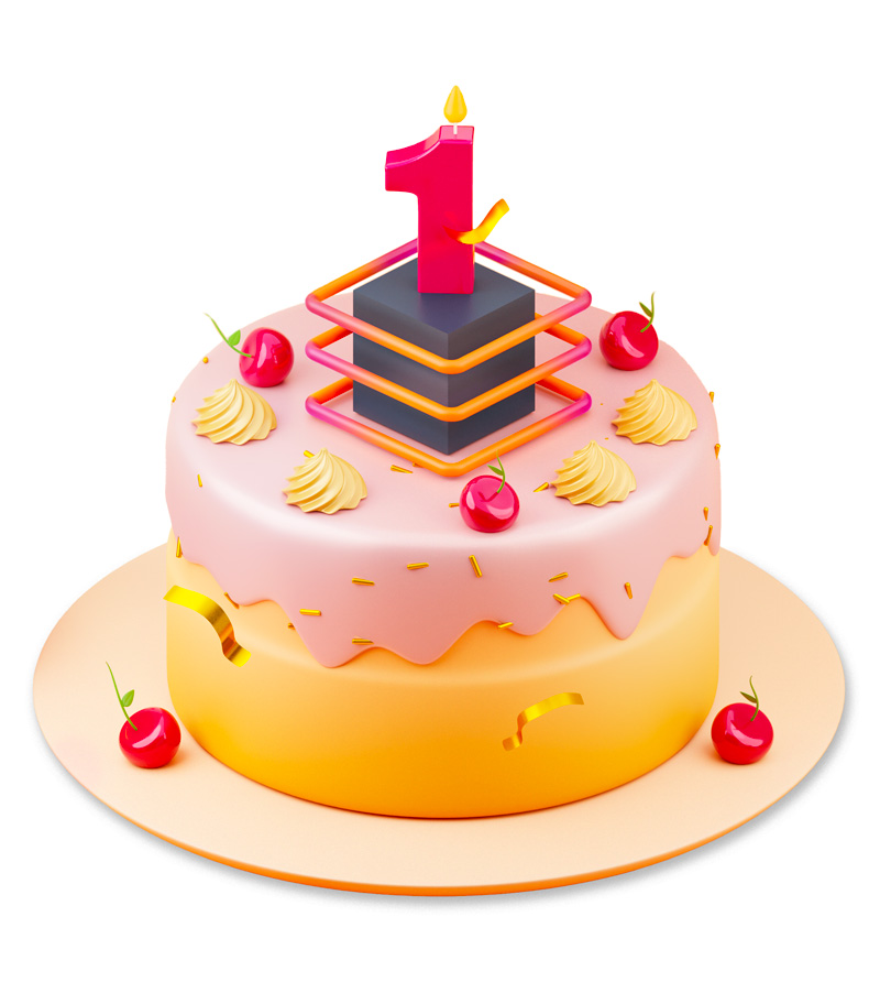 Gâteau d'anniversaire 1 année Unboxed Solutions